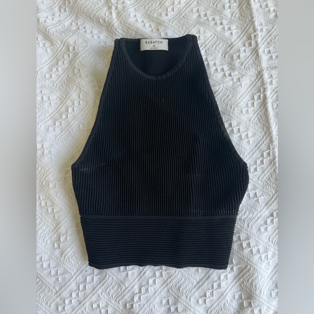 Aritzia Babaton Black cropped top